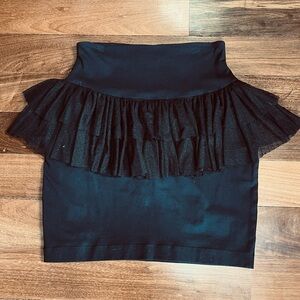 Vintage Betsey Johnson Black Mini Pencil Skirt with Ruffles